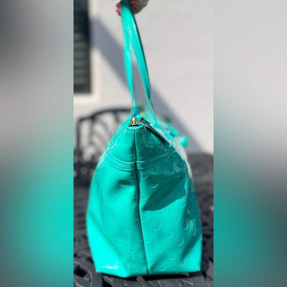 Kate Spade Sophie Camellia Street Teal Tote w Gold Hardware & Matching Cherries - Picture 12 of 17